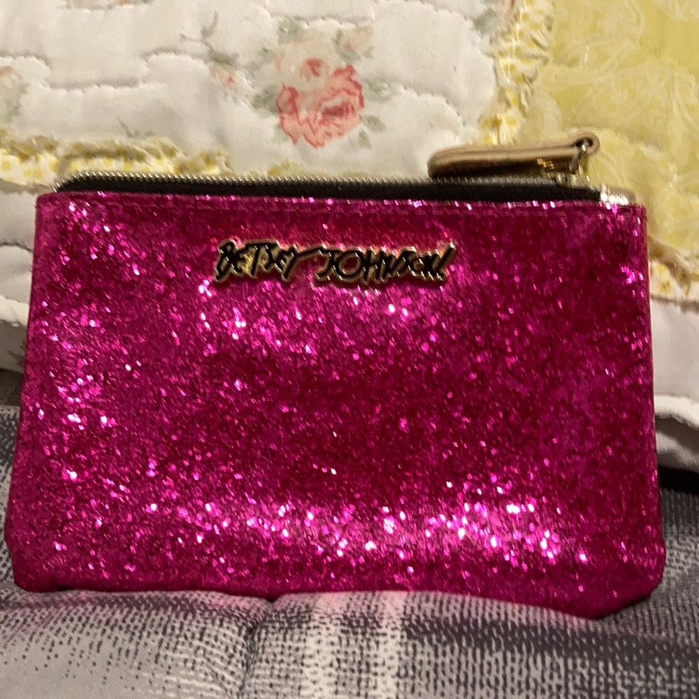 Betsey Johnson Pink Glitter Make Up/Change Purse!